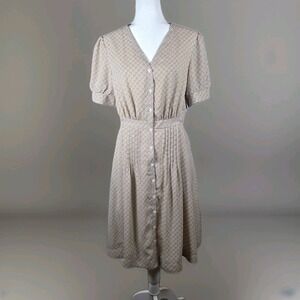 Downeast Women's Pin-Tuck Printed Dress - Ditsy Geo Pattern - Size Medium